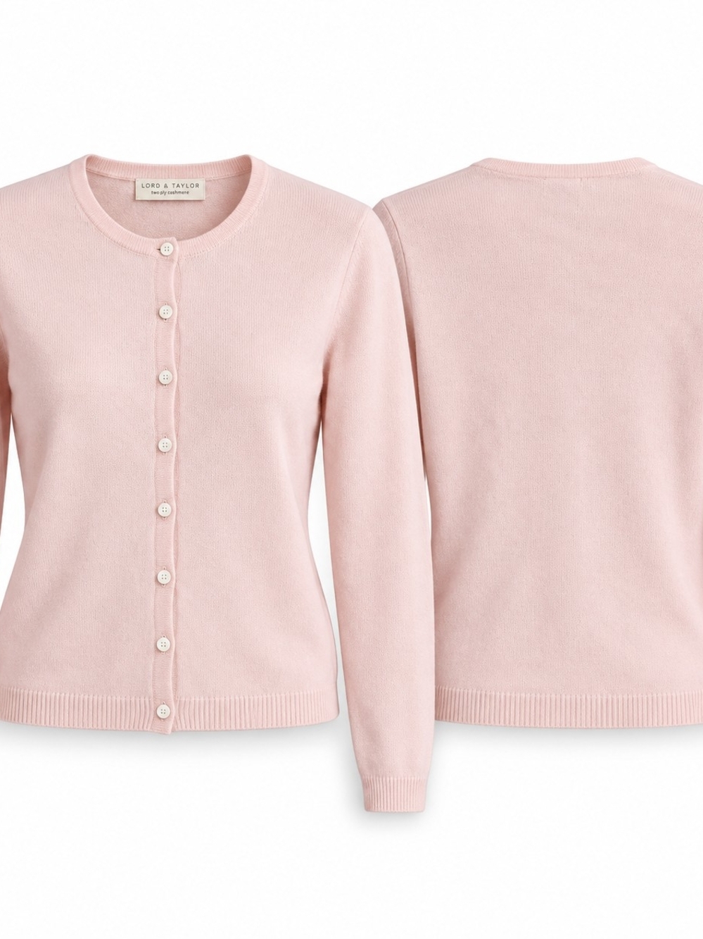 Vintage 90's Lord & Taylor XS 100% Cashmere Cardigan Pink Quiet Luxury Preppy Mi